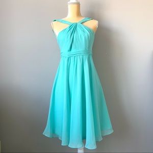 ❗️SOLD ❗️David’s Bridal Aqua Chiffon Dress Size 8